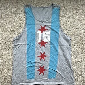 Gray and Blue Tank Top with Red Stars